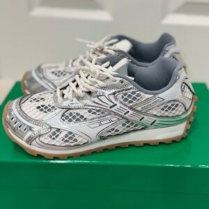 Bottega Veneta Silver and White Women Sneakers